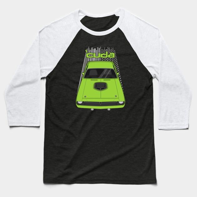 Plymouth Barracuda - Hemi Cuda - 1970 - Sublime Green Baseball T-Shirt by V8social